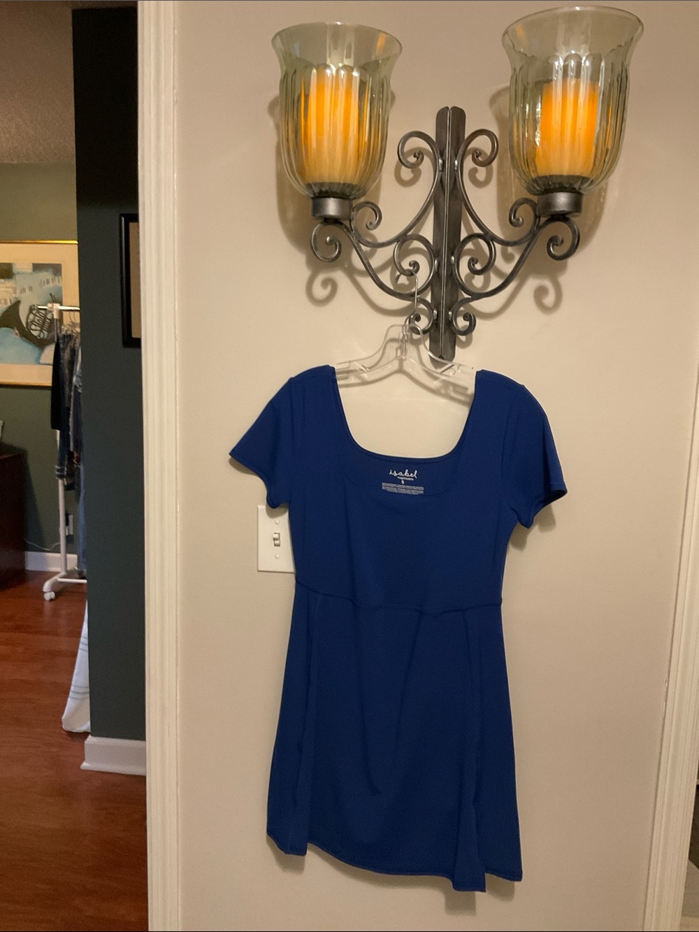 Scoop Neck Short Sleeve maternity romper in Royal Blue